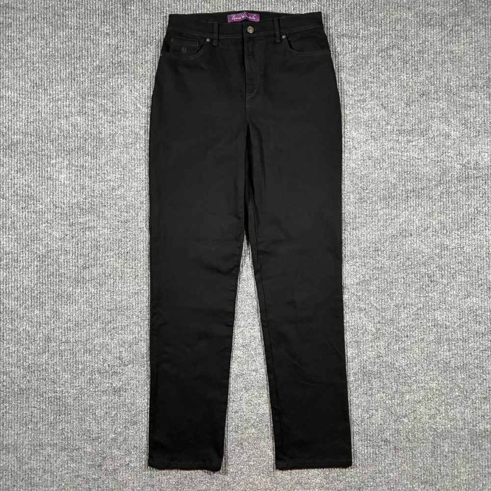 Gloria Vanderbilt Amanda Womens Jeans Size 8 Long Black Straight‎ Leg High Rise